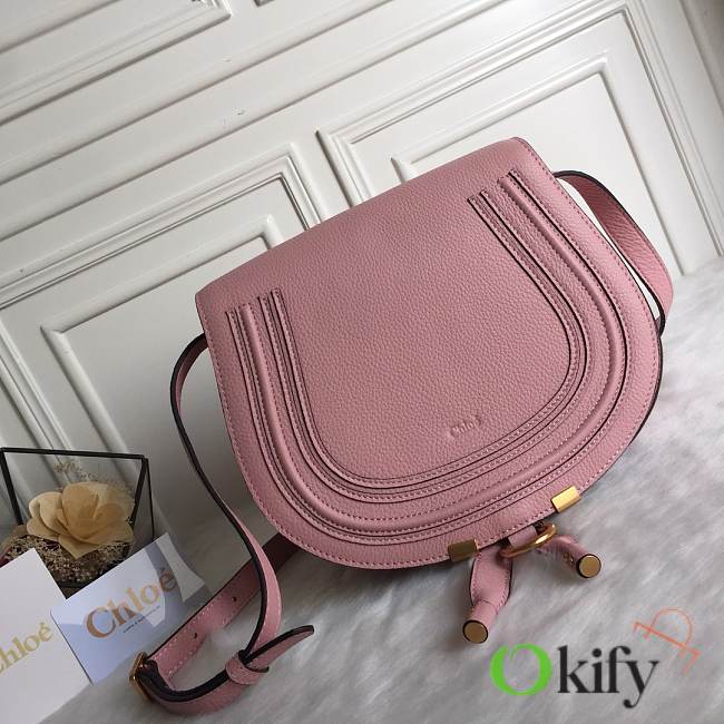 Okify Chloe Large Marcie Saddle Bag In Pink 24x20x10cm  - 1