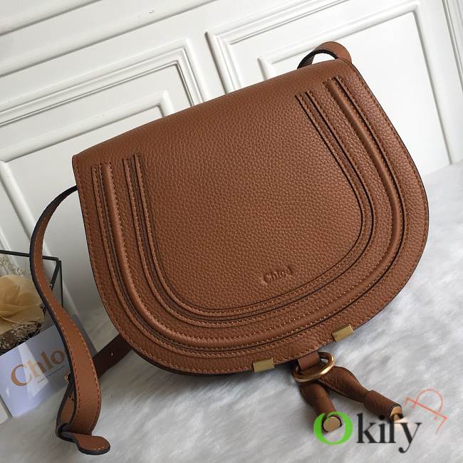 Okify Chloe Large Marcie Saddle Bag In Brown 24x20x10cm  - 1