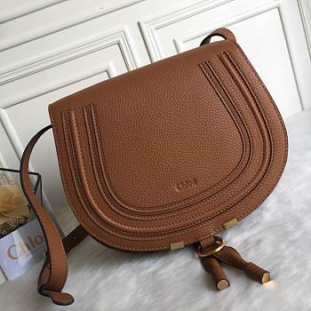 Okify Chloe Large Marcie Saddle Bag In Brown 24x20x10cm 