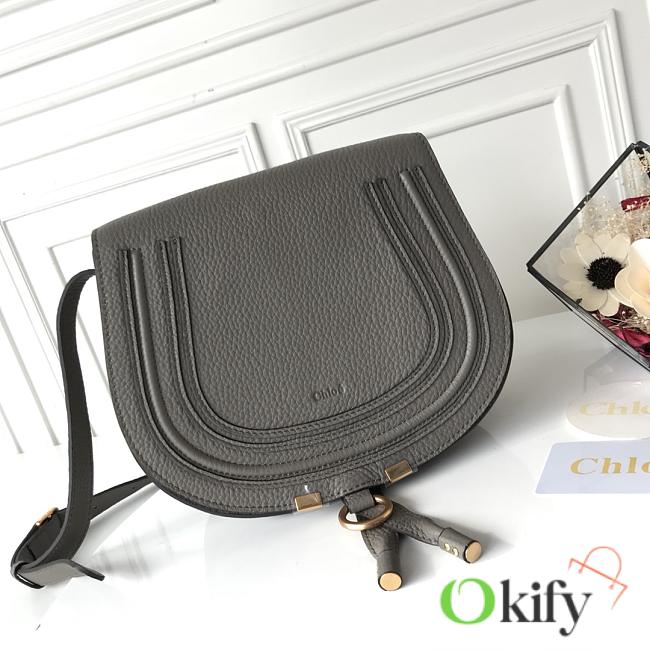 Okify Chloe Large Marcie Saddle Bag In Grey Gray 24x20x10cm  - 1