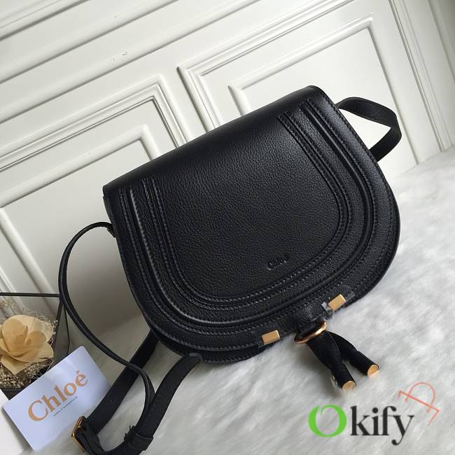 Okify Chloe Large Marcie Saddle Bag In Black 24x20x10cm  - 1