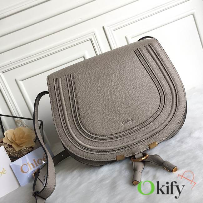 Okify Chloe Large Marcie Saddle Bag In Light Grey Gray 24x20x10cm  - 1