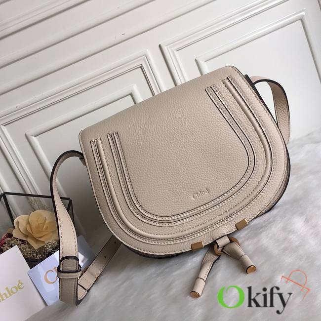 Okify Chloe Large Marcie Saddle Bag In White 24x20x10cm  - 1