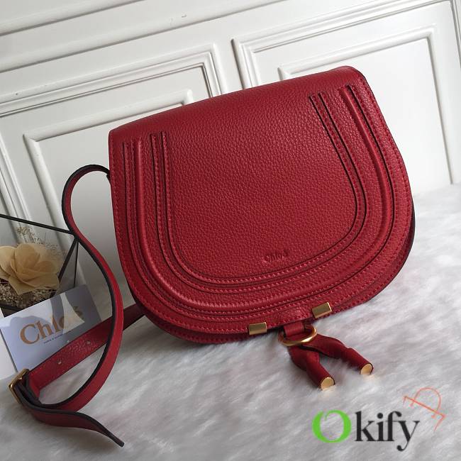 Okify Chloe Large Marcie Saddle Bag In Red 24x20x10cm  - 1