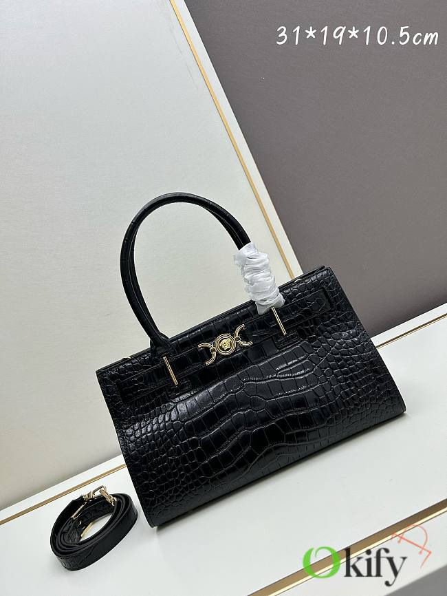 Okify Versace Croc-Effect Medusa 95 Tote Bag In Black 31x10.5x19cm  - 1