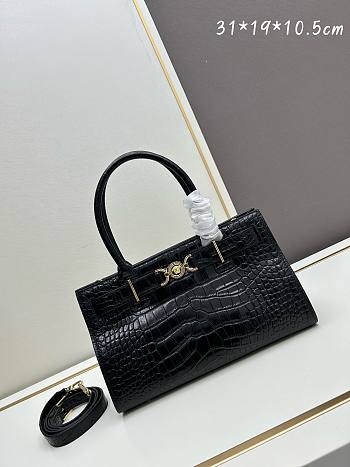 Okify Versace Croc-Effect Medusa 95 Tote Bag In Black 31x10.5x19cm 