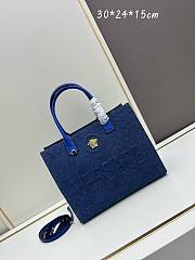 Okify Versace La Medusa Canvas Small Tote Bag In Blue 29.5x14.5x24cm - 1