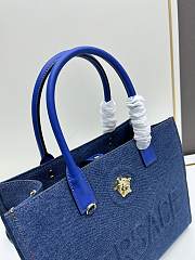 Okify Versace La Medusa Canvas Small Tote Bag In Blue 29.5x14.5x24cm - 4