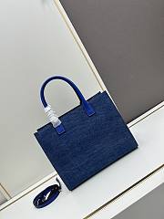 Okify Versace La Medusa Canvas Small Tote Bag In Blue 29.5x14.5x24cm - 3