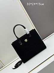 Okify Versace La Medusa Canvas Small Tote Bag In Black With Gold Hardware 29.5x14.5x24cm - 1