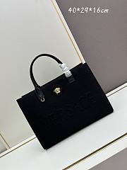 Okify Versace La Medusa Canvas Large Tote Bag In Black With Gold Hardware 40x16x29cm - 1