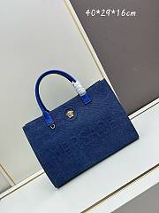 Okify Versace La Medusa Canvas Large Tote Bag In Blue 40x16x29cm - 1