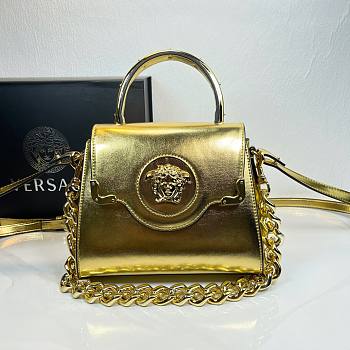 Okify Versace La Medusa Gold Plain Leather Bag 21x18x10cm 