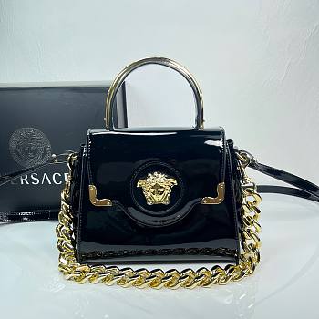 Okify Versace La Medusa Black Shiny Leather Bag 21x18x10cm 