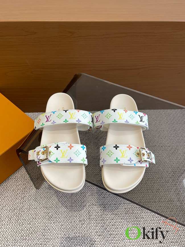 Okify Louis Vuitton Bom Dia Flat Comfort Mule Sandals In White EU35-46  - 1