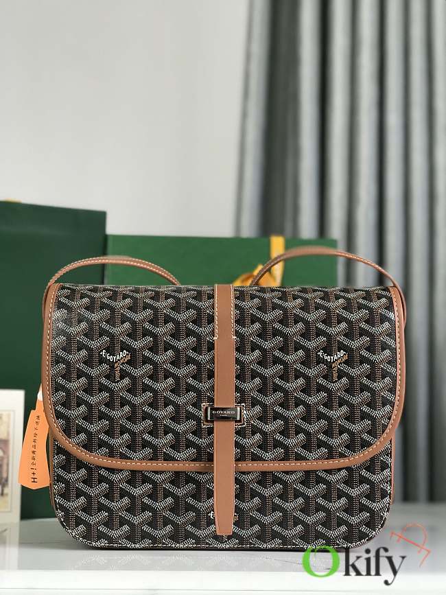 Okify Goyard Belvedere MM Bag In Black And Tan 28x19x7.5cm - 1