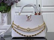 Okify Louis Vuitton Capucines BB Floral Chains In White Taurillon Leather 17.3x9x27cm M12279 - 1