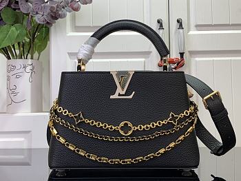 Okify Louis Vuitton Capucines BB Floral Chains In Black Taurillon Leather 17.3x9x27cm M12345