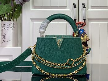 Okify Louis Vuitton Mini Capucines Floral Chains In Green Taurillon Leather 21x13.6x8cm M11906 