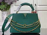 Okify Louis Vuitton Capucines BB Floral Chains In Green Taurillon Leather 17.3x9x27cm M11906 - 1