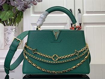 Okify Louis Vuitton Capucines BB Floral Chains In Green Taurillon Leather 17.3x9x27cm M11906