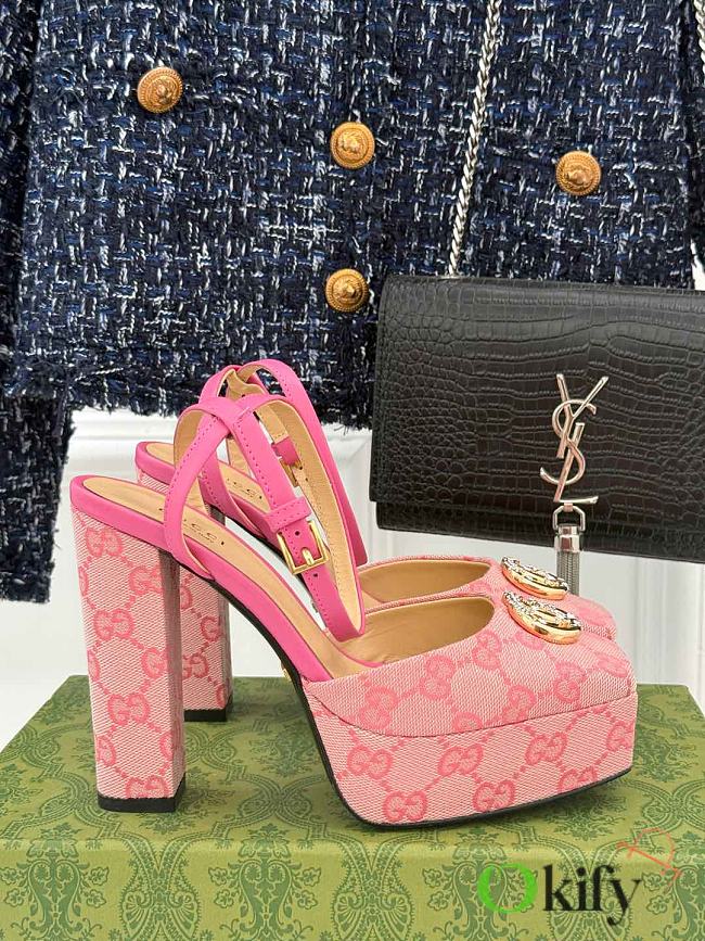 Okify Gucci Pink Printed Fabric High Heels EU35-42  - 1