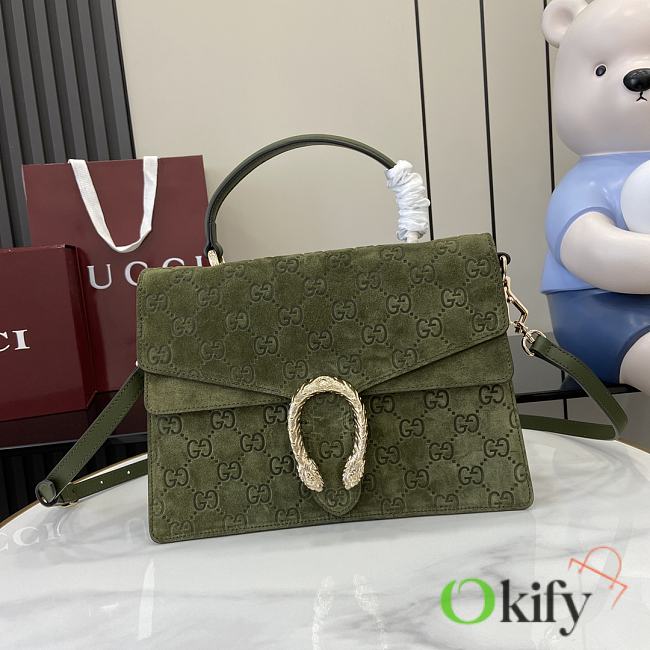 Okify Gucci Dionysus Green Suede Bag 29.5x20x10.5cm - 1