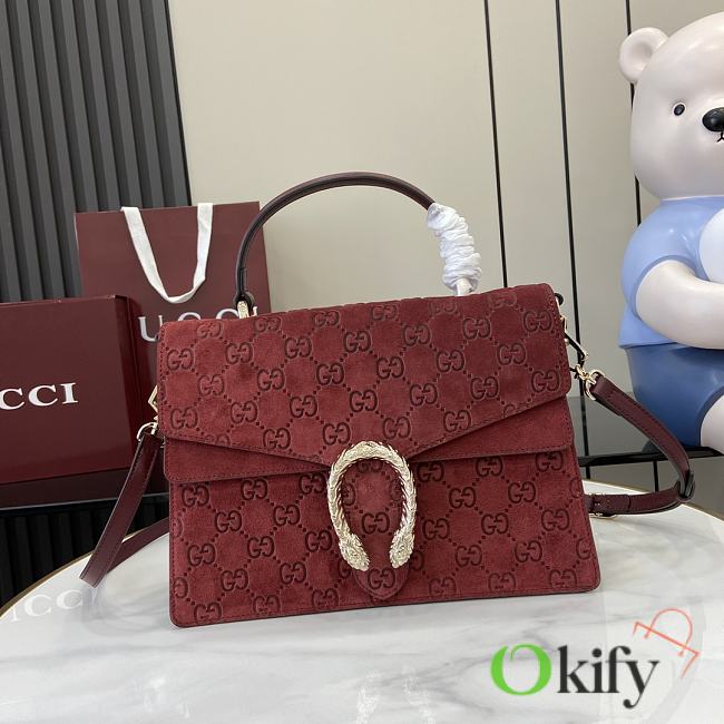 Okify Gucci Dionysus Red Suede Bag 29.5x20x10.5cm - 1