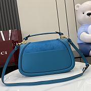 Okify Gucci Blondie Medium Top Handle Bag In Blue Suede And Leather 32x17x10cm  - 5