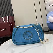 Okify Gucci Blondie Small Top Handle Bag In Blue Suede And Leather 26x16x8cm  - 1