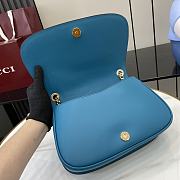 Okify Gucci Blondie Small Top Handle Bag In Blue Suede And Leather 26x16x8cm  - 5