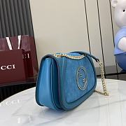 Okify Gucci Blondie Small Top Handle Bag In Blue Suede And Leather 26x16x8cm  - 4