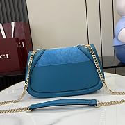 Okify Gucci Blondie Small Top Handle Bag In Blue Suede And Leather 26x16x8cm  - 3