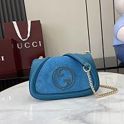 Okify Gucci Blondie Mini Top Handle Bag In Blue Suede And Leather 21.5x11x8cm  - 1