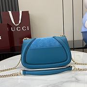 Okify Gucci Blondie Mini Top Handle Bag In Blue Suede And Leather 21.5x11x8cm  - 4