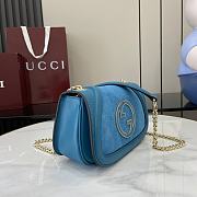 Okify Gucci Blondie Mini Top Handle Bag In Blue Suede And Leather 21.5x11x8cm  - 3