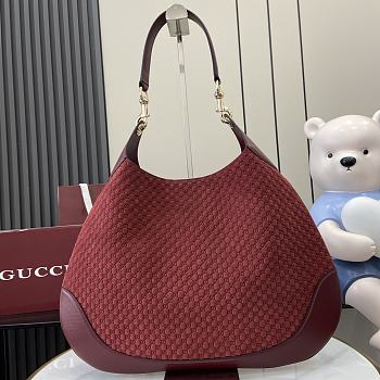 Okify Gucci B Medium Shoulder Bag In Red Suede Embossed And Leather 49x46x4cm 