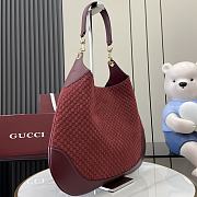 Okify Gucci B Medium Shoulder Bag In Red Suede Embossed And Leather 49x46x4cm  - 4