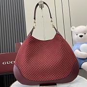 Okify Gucci B Medium Shoulder Bag In Red Suede Embossed And Leather 49x46x4cm  - 5