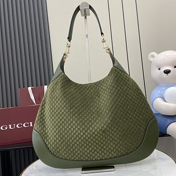 Okify Gucci B Medium Shoulder Bag In Dark Green Suede Embossed And Leather 49x46x4cm 