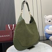 Okify Gucci B Medium Shoulder Bag In Dark Green Suede Embossed And Leather 49x46x4cm  - 3