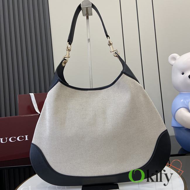 Okify Gucci B Medium Shoulder Bag In Black And Beige Leather 49x46x4cm  - 1