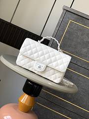 Okify Channel Flap Bag With Handle In Lambskin And White Painted Metal 23cm  - 1