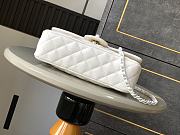 Okify Channel Flap Bag With Handle In Lambskin And White Painted Metal 23cm  - 5