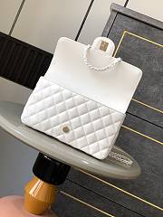 Okify Channel Flap Bag With Handle In Lambskin And White Painted Metal 23cm  - 4