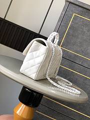 Okify Channel Flap Bag With Handle In Lambskin And White Painted Metal 23cm  - 3