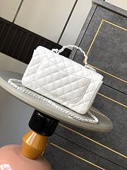 Okify Channel Flap Bag With Handle In Lambskin And White Painted Metal 23cm  - 2