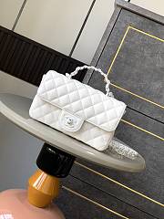 Okify Channel Mini Flap Bag With Handle In Lambskin And White Painted Metal 12.5x20x6cm   - 1