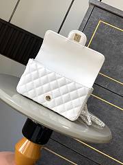 Okify Channel Mini Flap Bag With Handle In Lambskin And White Painted Metal 12.5x20x6cm   - 3