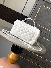 Okify Channel Mini Flap Bag With Handle In Lambskin And White Painted Metal 12.5x20x6cm   - 2